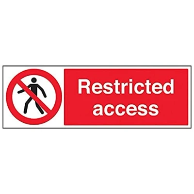 Image of V Safety Restricted Access Warning Sign 600mm x 200mm 1mm Rigid Plastic