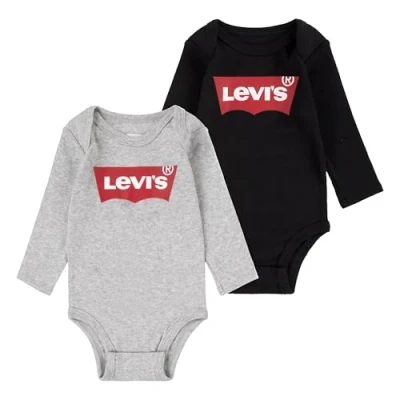 Image of Levi&#039;s Batwing Unisex 2 PACK Body for kids, Size: 6 12m, Grey heather