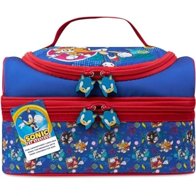 Image of Get Trend Sonic The Hedgehog Lunch Bag for Kids Insulated Box with Compartments Knuckles Shadow Snacks Food Carrier School Picnic Cooler (Blue/Red Sonic)