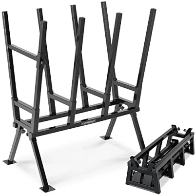 Image of GARDEBRUK® Sawhorse 400kg Load Capacity with Locking Clamp Foldable Work Bench Adjustable Height and Feet Steel Wood Saw Table 77 x 50 105cm