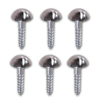 Image of 6X Chrome Domed Cap Mirror Screws 8mm x 1&quot;