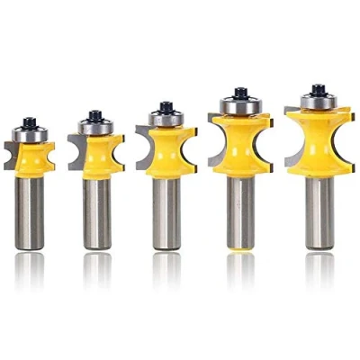 Image of Mesee 5 Pieces Bullnose Router Bit Set, 1/2 Inch Shank Half Round Bearing Bits Woodworking Milling Cutter Tool 1/8&quot; 3/16&quot; 1/4&quot; 5/16&quot; 3/8&quot; Radius