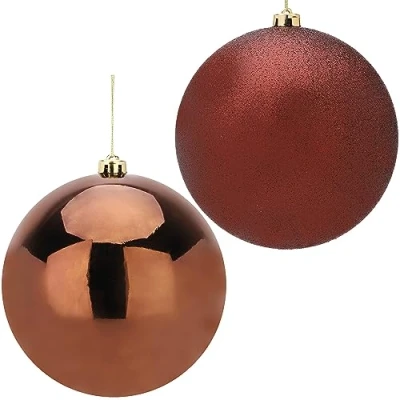 Image of Christmas Concepts® Pack Of 2 200mm (8&quot;) Baubles Shiny &amp; Glitter Design Giant (Chocolate)