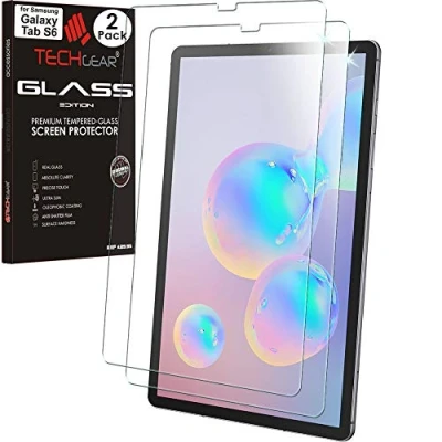 Image of TECHGEAR [2 Pack Galaxy Tab S6 10.5&quot; Glass Edition (SM T860 / SM T865), Tempered Screen Protector [9H Toughness] [HD Clarity] [Scratch Resistant] [No Bubble] For Samsung