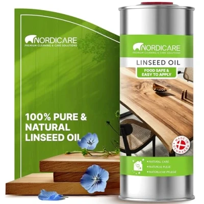 Image of Nordicare Linseed Oil for Wood 100% Pure &amp; Natural The Entire Indoor Area Food Safe Furniture Underlines Original Structure Made in Denmark (1L)