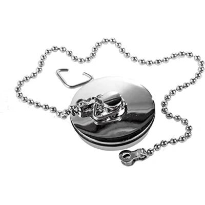 Image of Merriway BH03912 38mm 1.1/2 inch Chrome Plated Metal Basin Sink Plug Stopper with 300mm 12 Polished Ball Chain and S Hook