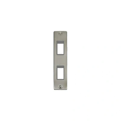 Image of Click Deco 2G MiniGrid Double Aperture Unfurnished Architrave Plate Stainless Steel Grey Inserts