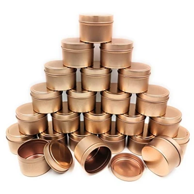 Image of NRANSON Candle Containers for Making Candles, 24 PCS 5 OZ Empty Metal Tins with Lids, DIY Jars Making, Arts &amp; Crafts, Storage More (Rose Gold,24)