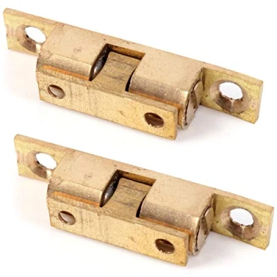 Image of 2X Small Solid Brass Double Ball Catches 42mm for Cupboard, Cabinet, Wardrobe &amp; Furniture Doors