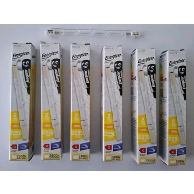 Image of Energizer R7S J118 Linear Halogen Bulb, 120W, 2900K Warm White, Pack of 6