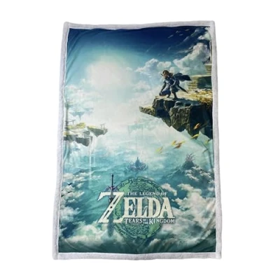 Image of Homadict Sherpa Blanket Zelda Sky Totk 100 x 150 cm Officially Licensed, Green