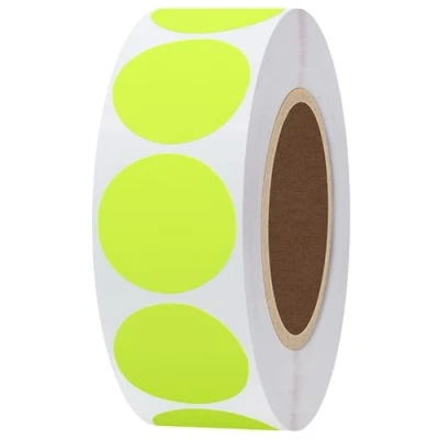 Image of Hylabelest Fluorescent Yellow Round Stickers 1 Inch Color Coding Dots Labels Total 1000 Per Roll (Fluorescent Yellow, 1&quot;)
