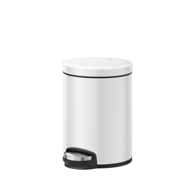 Image of EKO Eva Pedal Bathroom Bin Rubbish with Soft Close Lid Perfect for Bathroom, Bedroom &amp; Home, White, 5 Litre