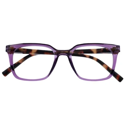 Image of OPULIZE KOI Reading Glasses Large Rectangular Frame Purple Mens Womens Spring Hinges R50 5 +3.50