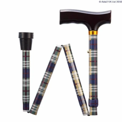 Image of Able2 Folding Walking Stick Chequered 74 84 cm