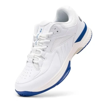 Image of FitVille Mens Extra Wide Fit Tennis Badminton Squash Shoes Non Slip Sports Trainers for Volleyball Pickleball, White, 13 UK X