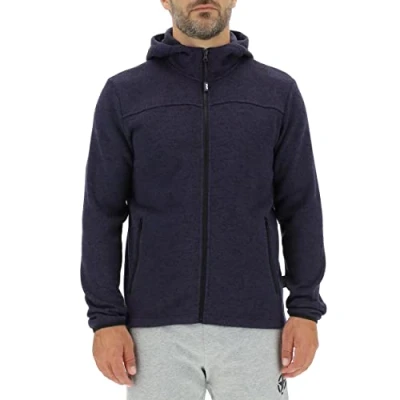 Image of JEEP O102558 A099 J MAN HOODED TRICOT FLEECE JACKET W/Zipped Pockets J22W Blue Melange S