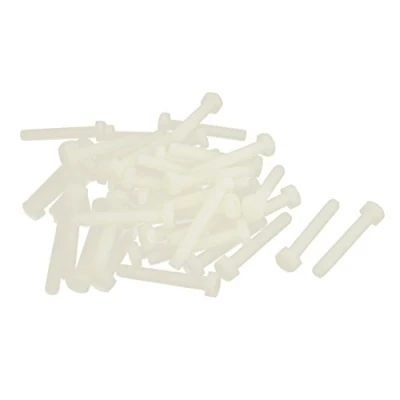 Image of sourcing map M6 x 40mm Full Thread Nylon Hex Head Hexagon Cap Screw Bolt 50 Pcs