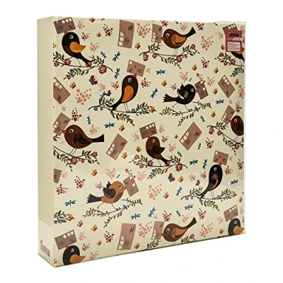 Image of Arpan Extra Large 3 Ring Binder Self Adhesive Photo Album 20/Sheets 40/Sides (Floral Bird) AL 2436