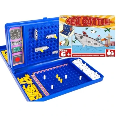 Image of Sea battle board game for kids Traditional strategy games with battleships, submarine and aircraft carrier toy