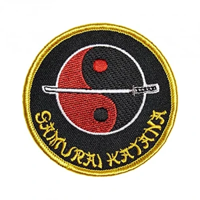 Image of Martial Arts Embroidered Patches Badges Weapons Yin Yang Samurai Katana Patch