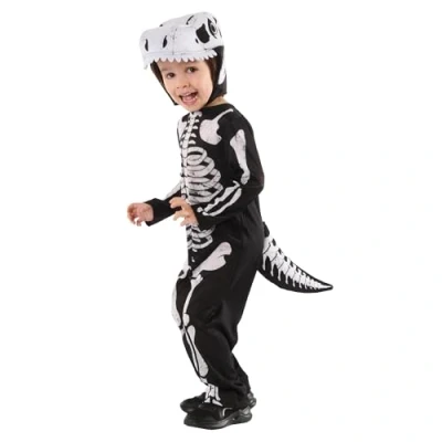 Image of Rubie&#039;s 10017004T000 Skeleton Dinosaur Kids Fancy Dress, Multicoloured, 3 4 Years
