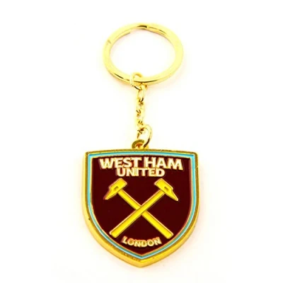 Image of West Ham FC Official Metal Football Crest Keyring (One Size) (Claret)
