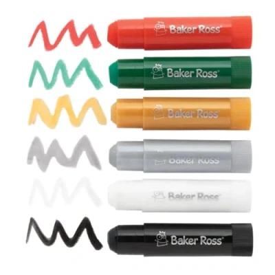 Image of Baker Ross FE796 Christmas Poster Paint Sticks Pack of 6, Marker Pens, for Children, Pens Kids, Art and Craft Supplies