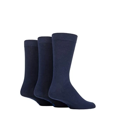 Image of Mens 3 Pair Farah Plain Comfort Cuff Socks Navy 6 11