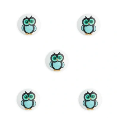 Image of Trucraft 15mm Owl Shank Buttons Pack of 5 for Baby Children Knitting Sewing Craft