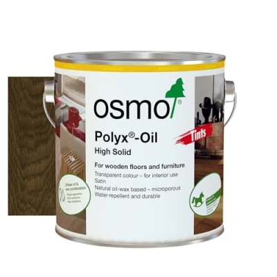 Image of Osmo Polyx® Oil Tints Tester Size Hard Wax 3075, Black Satin Finish, 125ml Durable Wood for Wooden Furniture, Water Resistant Floor Wax, Treatments Ideal Oak, Pine &amp; More