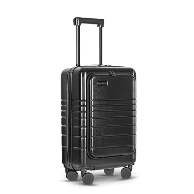 Image of ETERNITIVE Small Suitcase I Travel Made of ABS Size: 55 x 35 24.5 cm Hard Case with TSA Lock Wheels 360, Holder for Mobile Phone and Drink, Black,