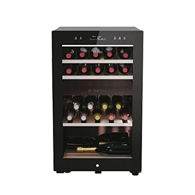 Image of Haier HWS42GDAU1 Freestanding Wine Cooler, 1 door, 42 Bottles, 82cm Tall, Black [Energy Class G]