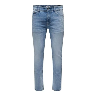 Image of ONLY &amp; SONS Men&#039;s Onsloom Slim Lmb 8621 Mat DNM Noos fit Jeans, Light Medium Blue Denim, 33 W/32 L
