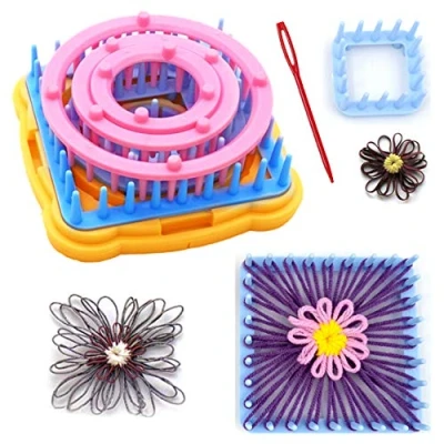 Image of Flower Loom,8pcs Maker Wool Knitting Ball Weaving Tools Craft Weaver Loom with Needle (Flower Maker)