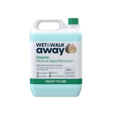 Image of Wet &amp; Walk Away Organic Moss Algae Remover, convenient READY TO USE Patio Cleaner, Mould, Lichen Outdoor Cleaning, Killer, Decking 5 Litres