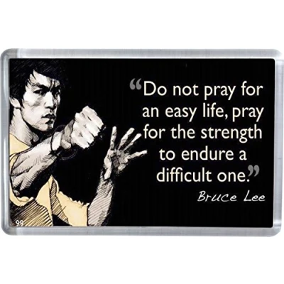 Image of Super Universe Bruce Lee Quote Pray Fridge Magnet 5 x 7.5 cm
