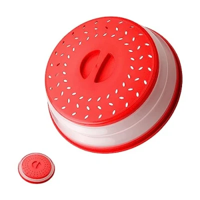 Image of Microwave Cover, Jagowa Collapsible Splatter Cover with Steam Vents BPA Free Food Covers for Fruit Vegetables (Red)