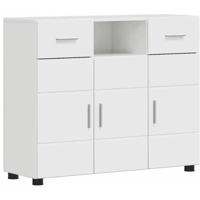 Image of vidaXL Sideboard High gloss white 88.5 x 30.5 73 cm Engineered wood