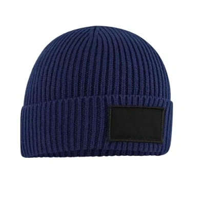 Image of Beechfield® B442R Fashion Patch Beanie Oxford Navy/Black
