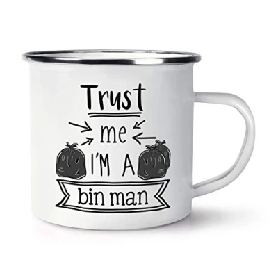 Image of Trust Me I&#039;m A Bin Man Enamel Mug Cup