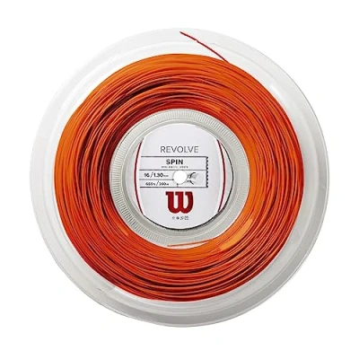Image of Wilson Tennis Racket String, Revolve, 200 m Roll, Orange, 1.30 mm, Unisex, WRZ906200