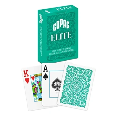 Image of Copag Elite 100% Plastic Playing Cards, Poker Size (Standard) Jumbo Index Single Deck (Green)