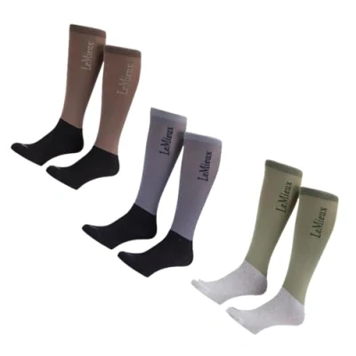 Image of LeMieux Competition Socks 2 Pack Soft Closely Woven Foot Topside Seam Micro Weight Stretch Upper Walnut S