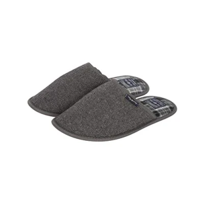 Image of Tokyo Laundry Men&#039;s Slip On Herringbone Mule Slippers Firth Grey UK 7 8 EU 41 42