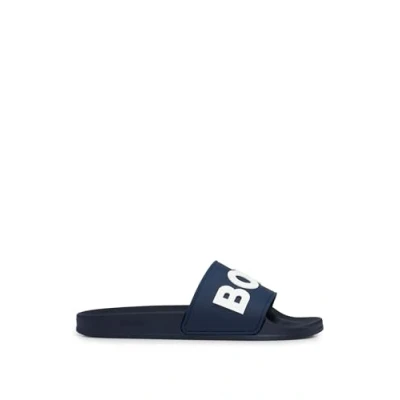 Image of BOSS KIRK SLID RBLG N Pool slides, Men&#039;s, Size: 6, Dark blue five Pu
