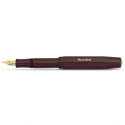 Image of Kaweco CLASSIC Sport Fountain Pen Bordeaux with 23 Carat Gold Plated Steel Nib and Iridium Tip for Ink Cartridges I 13 cm Nib: M (Medium)