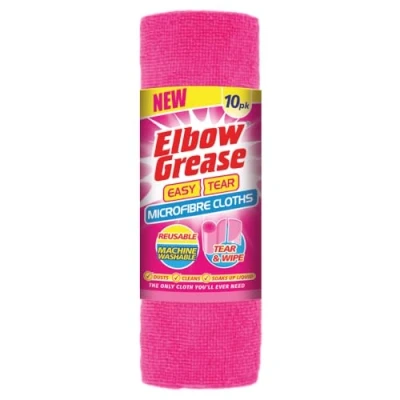 Image of Elbow Grease Easy Tear Microfibre Cloth Pink 10Pack