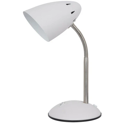 Image of Italux Lighting Modern Table Lamp White, Satin Nickel 1 Light with White Shade, E27