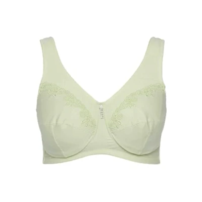 Image of Ulla Popken Women&#039;s No Underwire Relief Bra Rhinestone Pendant Cup C G, Helles Salbei, 48C